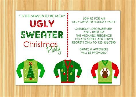 christmas ugly sweater party invitations